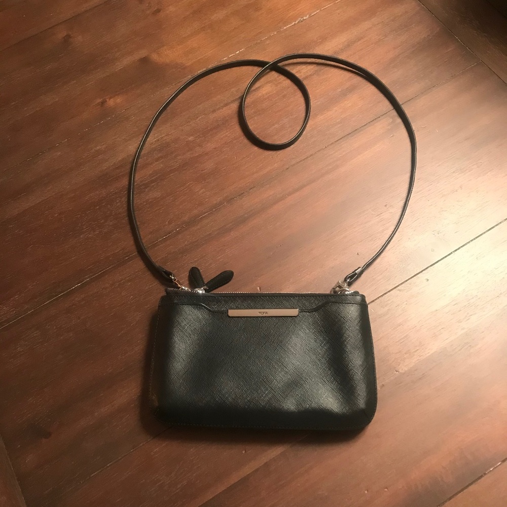 Tumi Voyageur Tristen Hard Vinyl Crossbody Bag Black